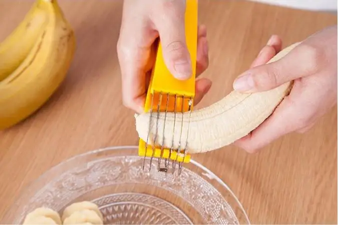 2023 Brand New Multifunction Banana Slicer Stainless Steel Fruit Salad Peeler Cutter Easy Handle Vegetable Chopper Kitchen Tools