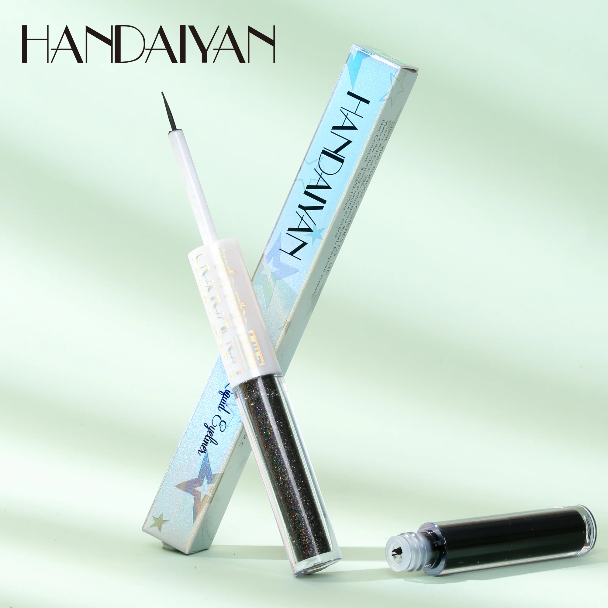 Handaiyan Eyeliner Glitter Logo Manufacturers Water Activated Double-sided Long-lasting Cosmetics Glitter Eyeliner