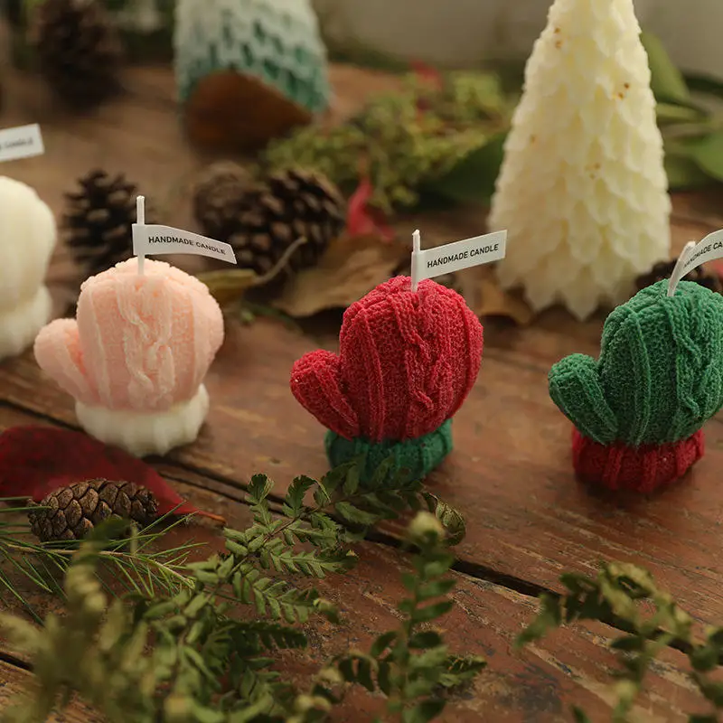 Christmas wool mitts shape soy wax scented essential oil candles indoor decoration candles Christmas creative candles