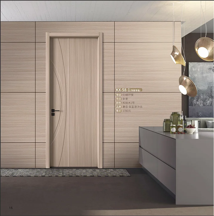 Modern Side Opening Composite Wooden Door Factory Sales MDF Plywood Indoor Door with Painted Finish Apartment Hotel Room Use