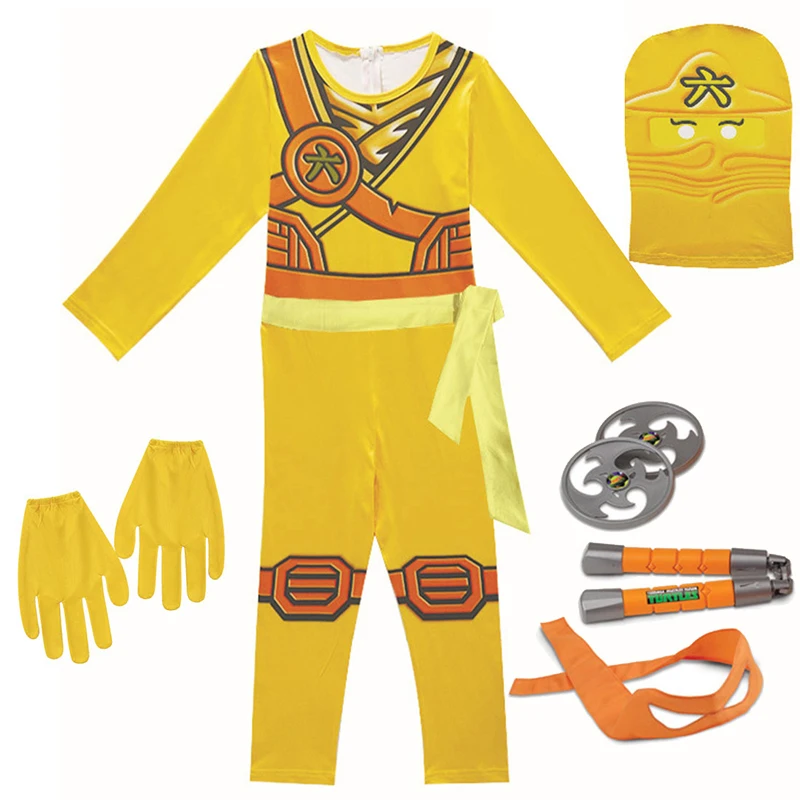  Костюмы для косплея Ninjago комбинезоны мальчиков комплекты одежды на Хэллоуин Рождество вечеринку уличные костюмы ниндзя с
