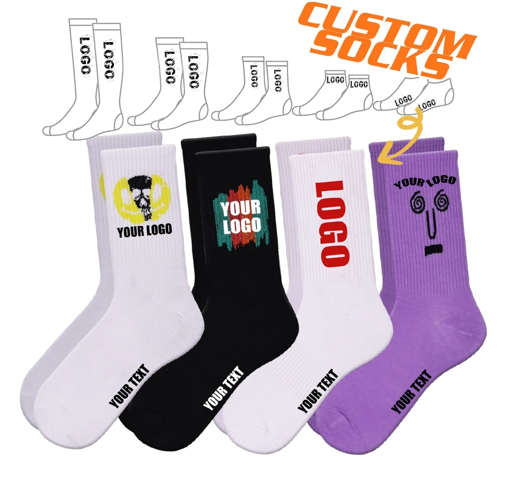 Factory Wholesale Custom Design Men Sock Cotton Crew Men Customized Casual Socks