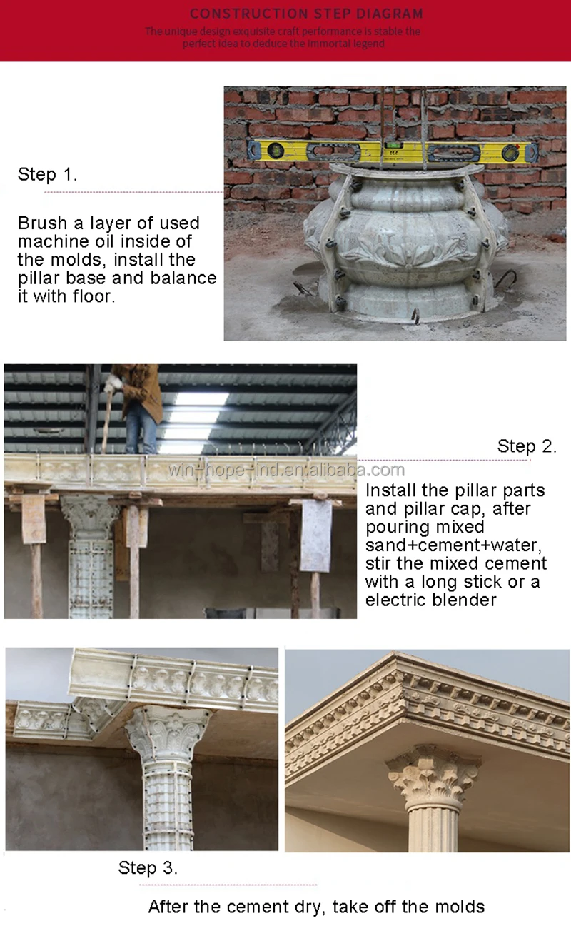 New design square round concrete roman pillar column molds for sale