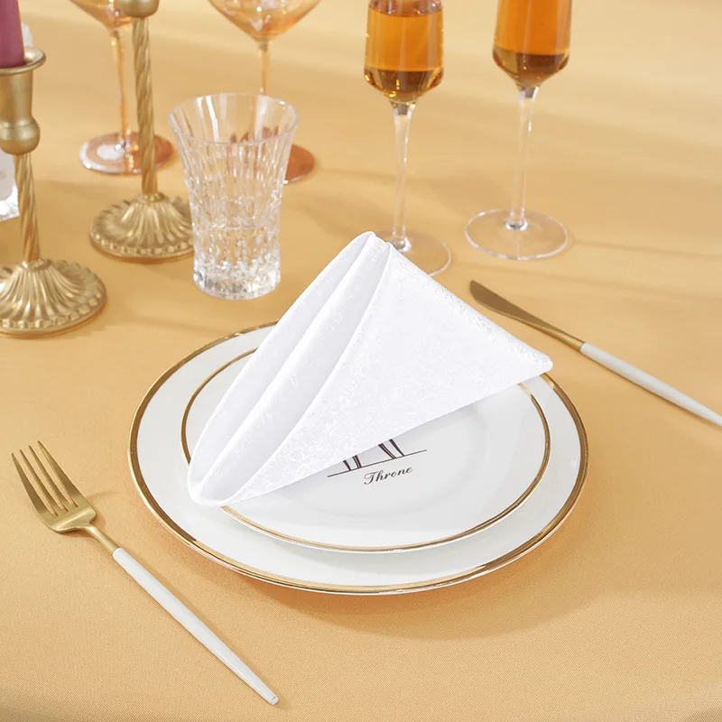 Polyester Luxury Damask Mouth Cloth Napkin Reusable Restaurant Wedding Decorate Table Dinner Polyester Fabric Napkin