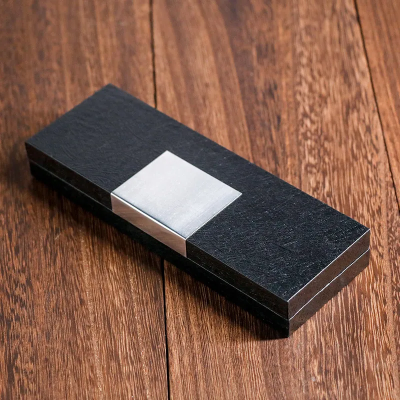 Metal aluminum sheet can be laser logo luxury gift pen case black rectangular high-grade gift packaging box