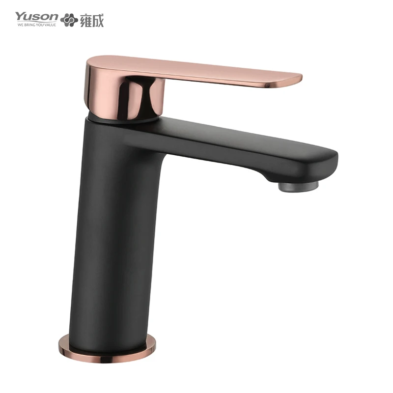 Yuson 3178MR-30 30mm Matt Black Rose Gold Design Hot Cold Water Basin Mixer Brass Faucet