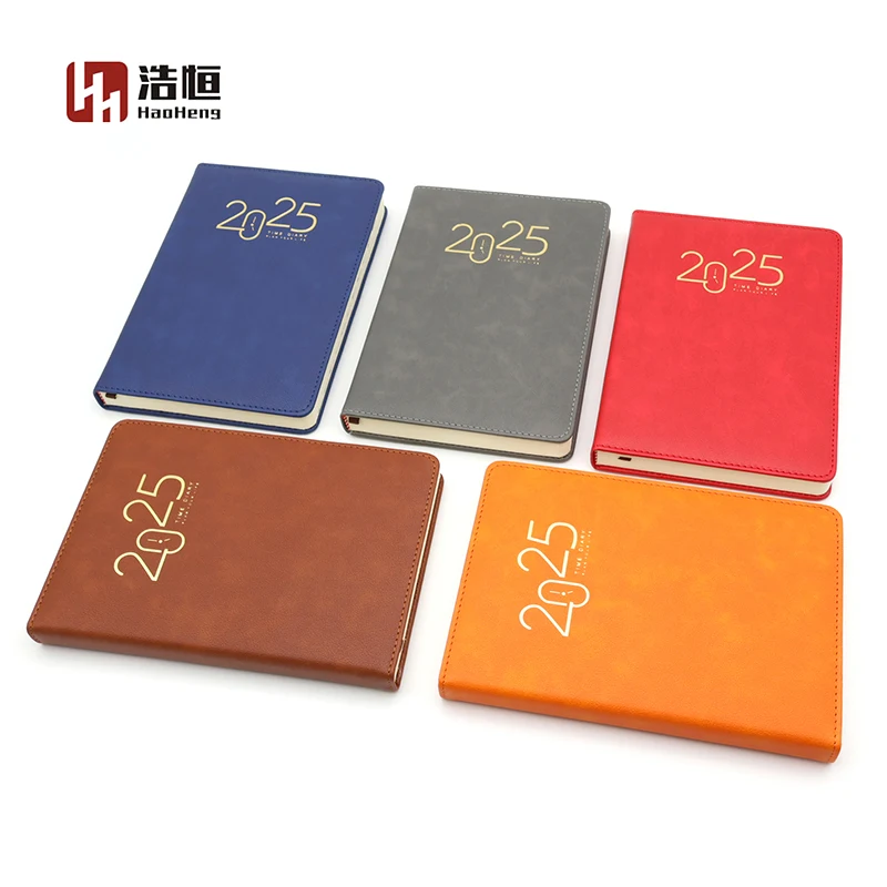 Coloring Leather Cover Book Leather Journal Notebook Advent Note Book 2025 OEM Blue Black Pink Diary Schedule Plan 120 Sheets