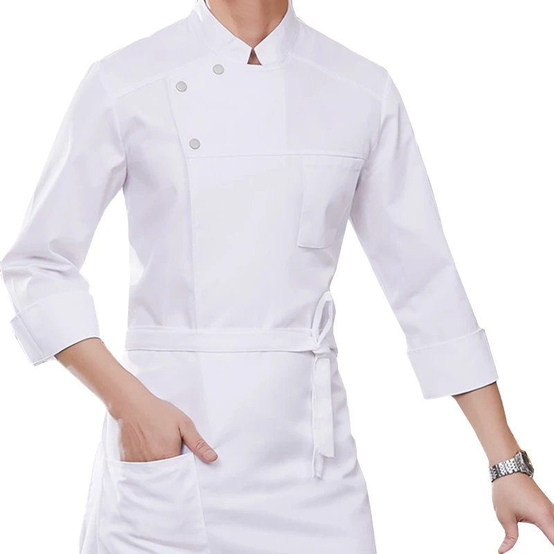 
Factory Supply OEM Customized Waterproof Anti-oil Chef Kitchen Jacket Uniforms White Long Sleeves Chef Coat 