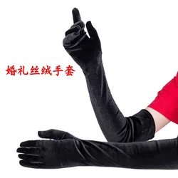 Golden velvet etiquette gloves golden velvet evening dress long gloves golden velvet warm long gloves
