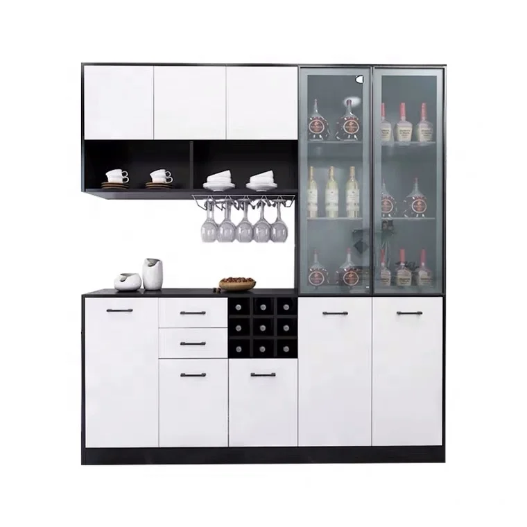 Home White  KItchen Furniture Use Cabinet Wine Cabinet Wooden Kitchen Cabinets