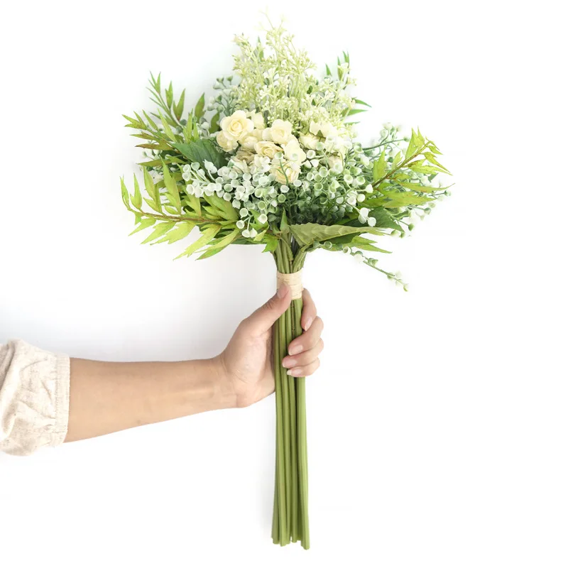 High quality real touch artificial flowers rose bouquet for wedding home decoration artificial flower wholesale cheap artificial