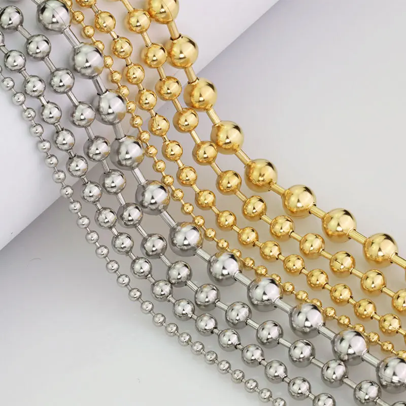 52 см цепочка Diy ювелирные аксессуары из нержавеющей стали 1 2-8 мм бисером шариковые цепи на заказ длина