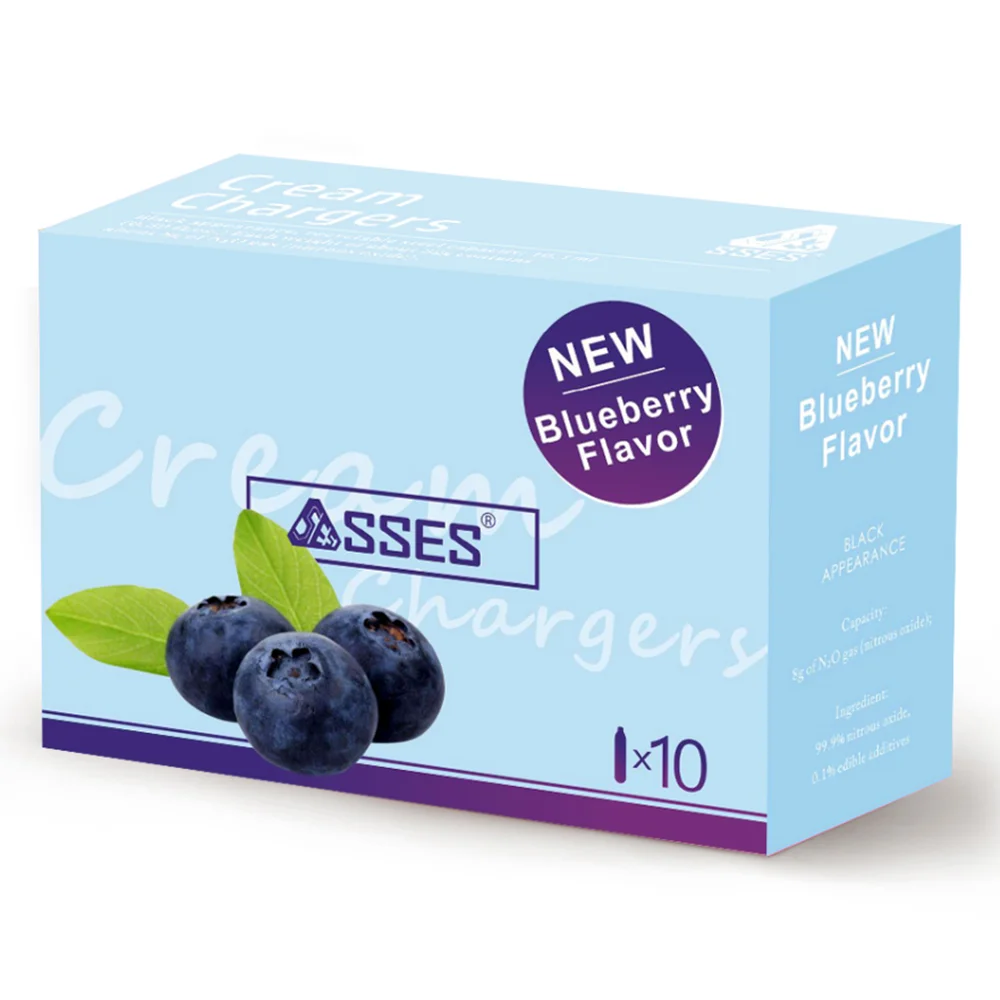 
Certified Quality Nitrous Oxide N2O Gas Whipped Cream Chargers - Blueberry Flavor 