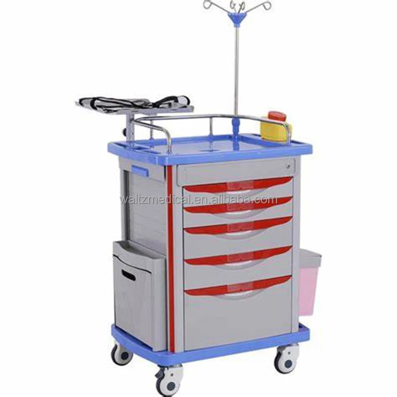 Luxury Hospital Supplies Emergency Cart Medical Trolley With Drawers
