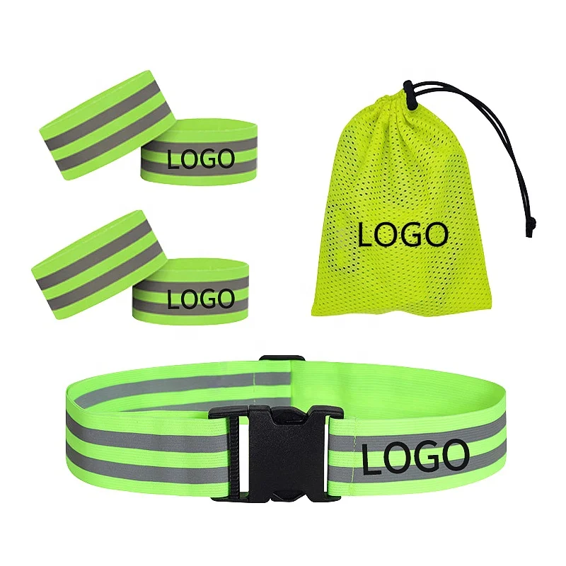 High Visibility Reflective Safety Belt Set Elastic Wrist Arm Ankle Leg Band Adjustable Belt