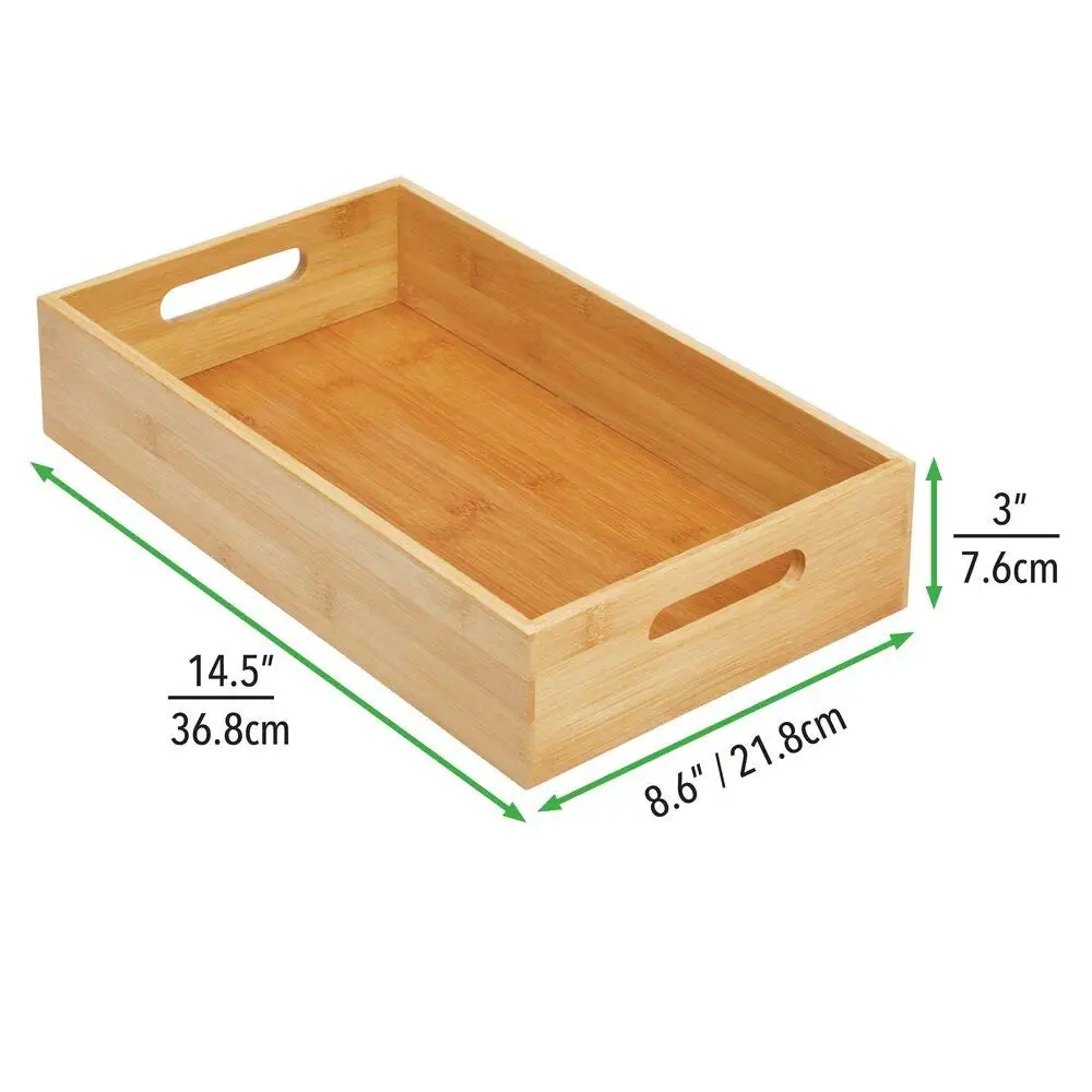 Long Bamboo Kitchen Fridge Drawer Organizer Tray food Storage trays for Cooking Utensils