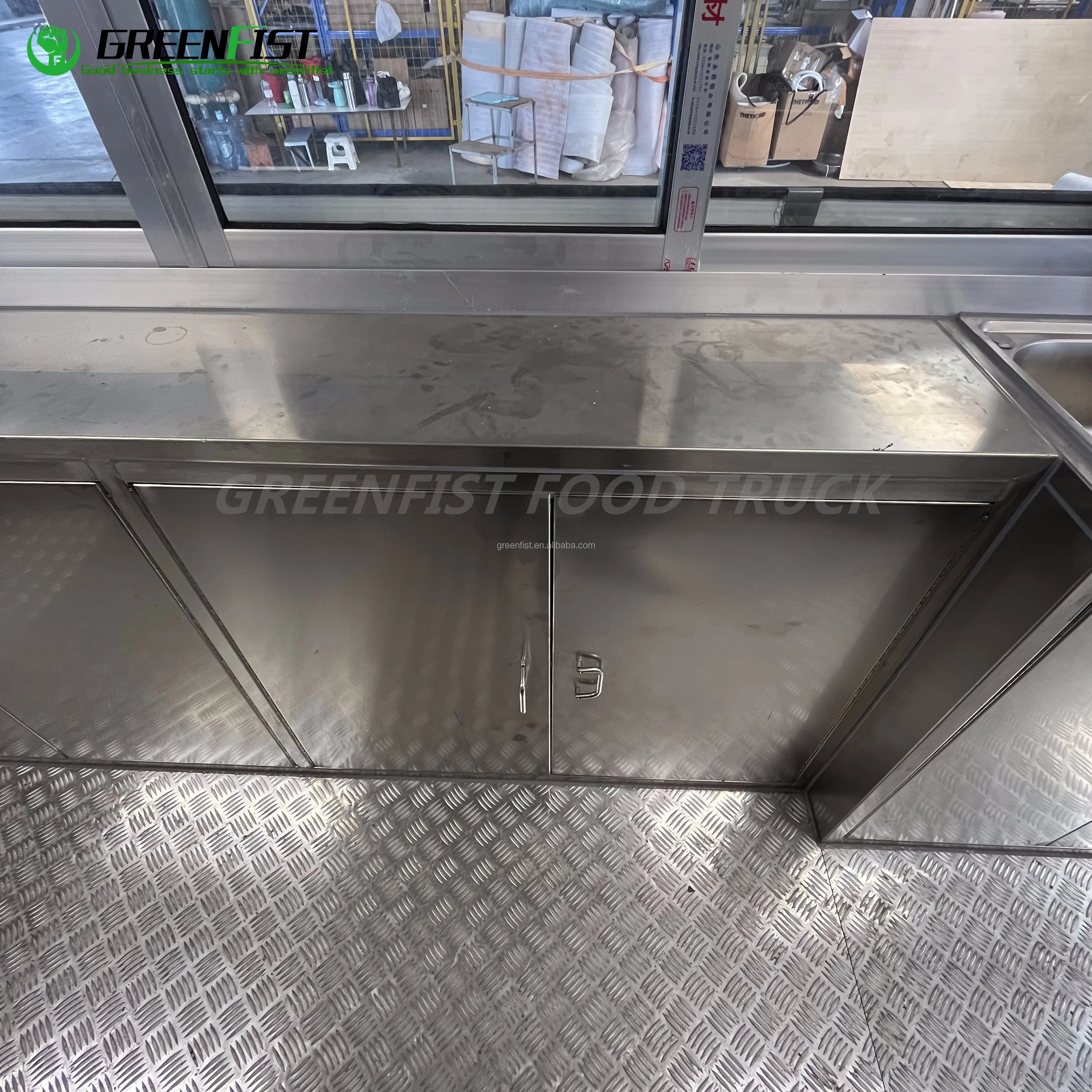 15ft Black Customized Fully Equipment truck food pizza  Fast Food Mobile Food Trailer for Hot Sale