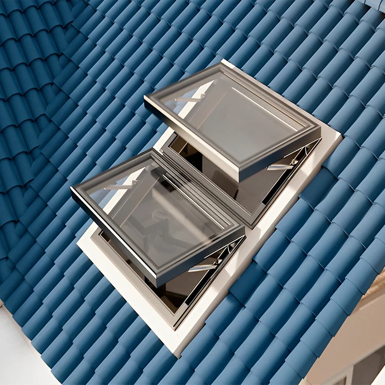 Automatic Retractable Open Air  Roof Skylight Aluminum Alloy Double Glazed High Rise Glass Windows Skylight