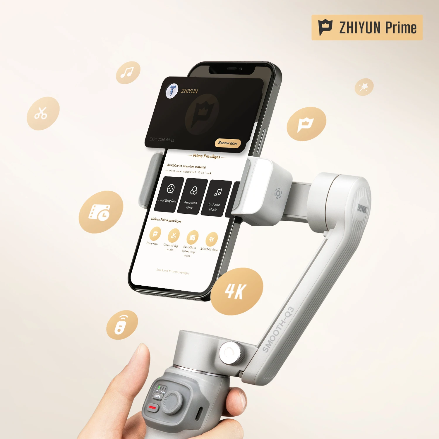  ZHIYUN Q3 карданный 3-осевой селфи-Палка с портативный монопод шарнирным замком Smooth мобильный шарнирный стабилизатор для камеры GoPro выравнивающим светом