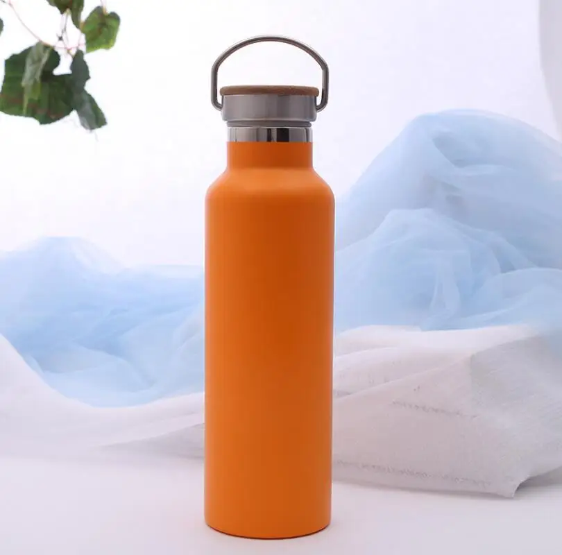 750ml Stainless steel bamboo bottle with Unibody Bamboo Cap, Bamboo Brushed stainless steel Klean Kanteen Water Bottle,