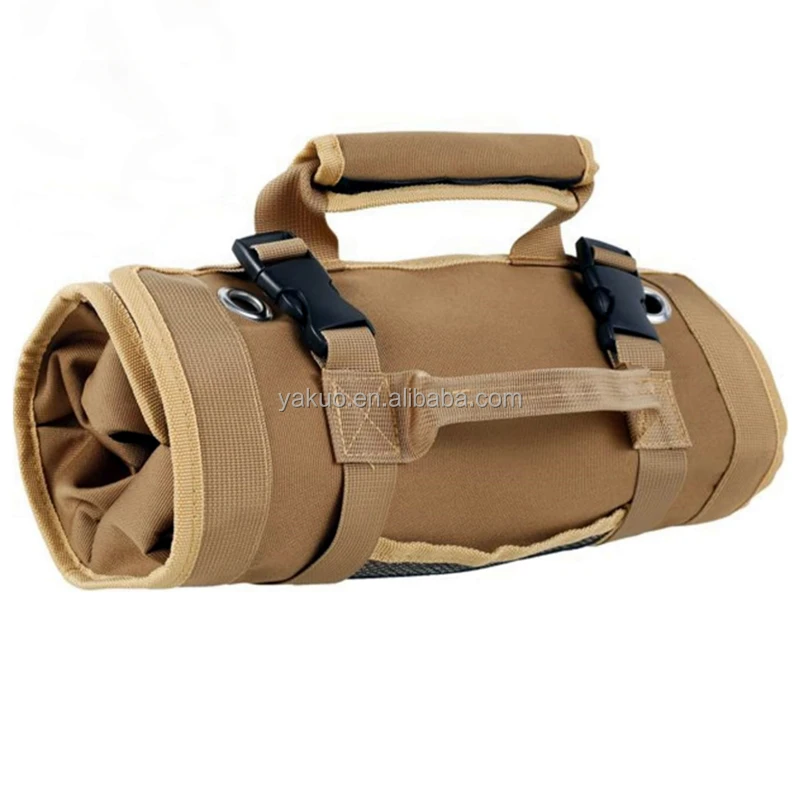Heavy Duty Wear proof Hardware Wrench Roll Up bags Canvas Tool Roll Up Organizer with Detachable Pouches