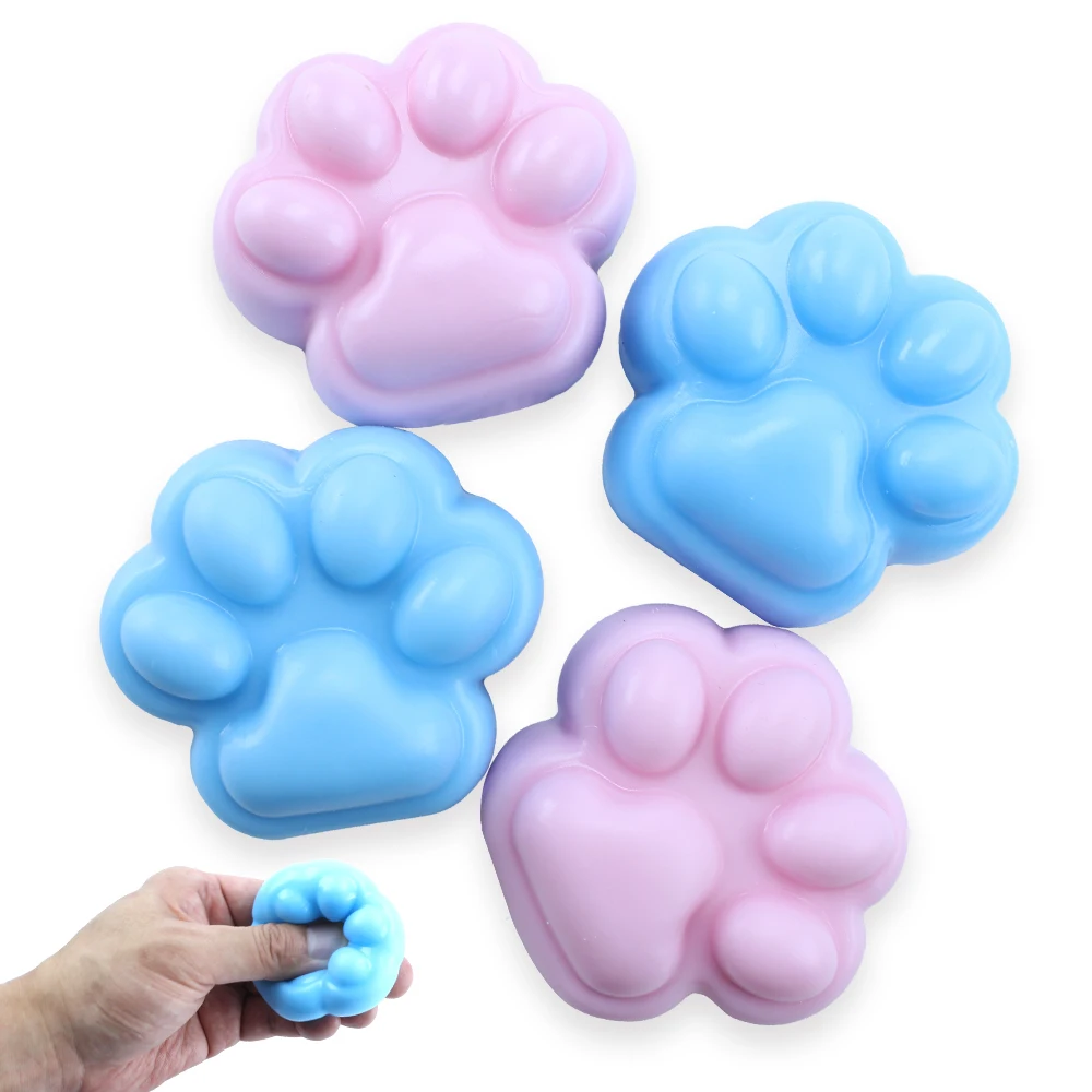 Soft decompressing pinching cat paw sticky pinching and stress reliever multiple food shaped squeeze sensory Squeeze Toy