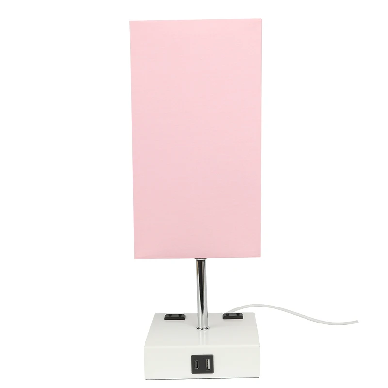 3 way dimmable   LED  touch table lamp ,led desk lamp with  USB & Outlet pink shade modern lamp for hotel bedroom
