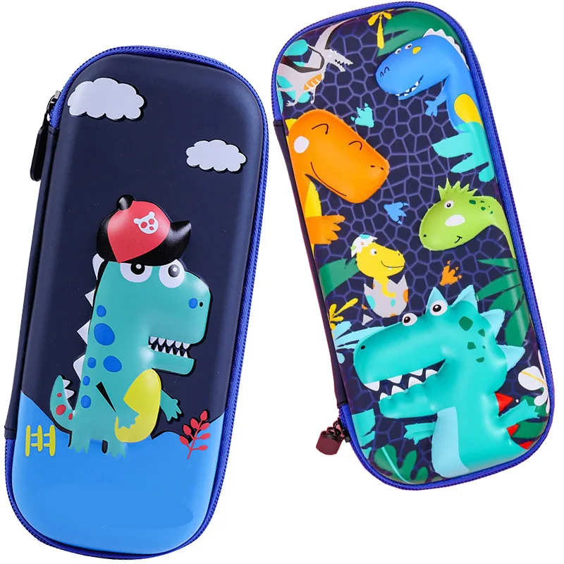 
Custom School Kids Cute Cartoon stationery case Portable double zipper Hard EVA 3D pen Pencil Case 