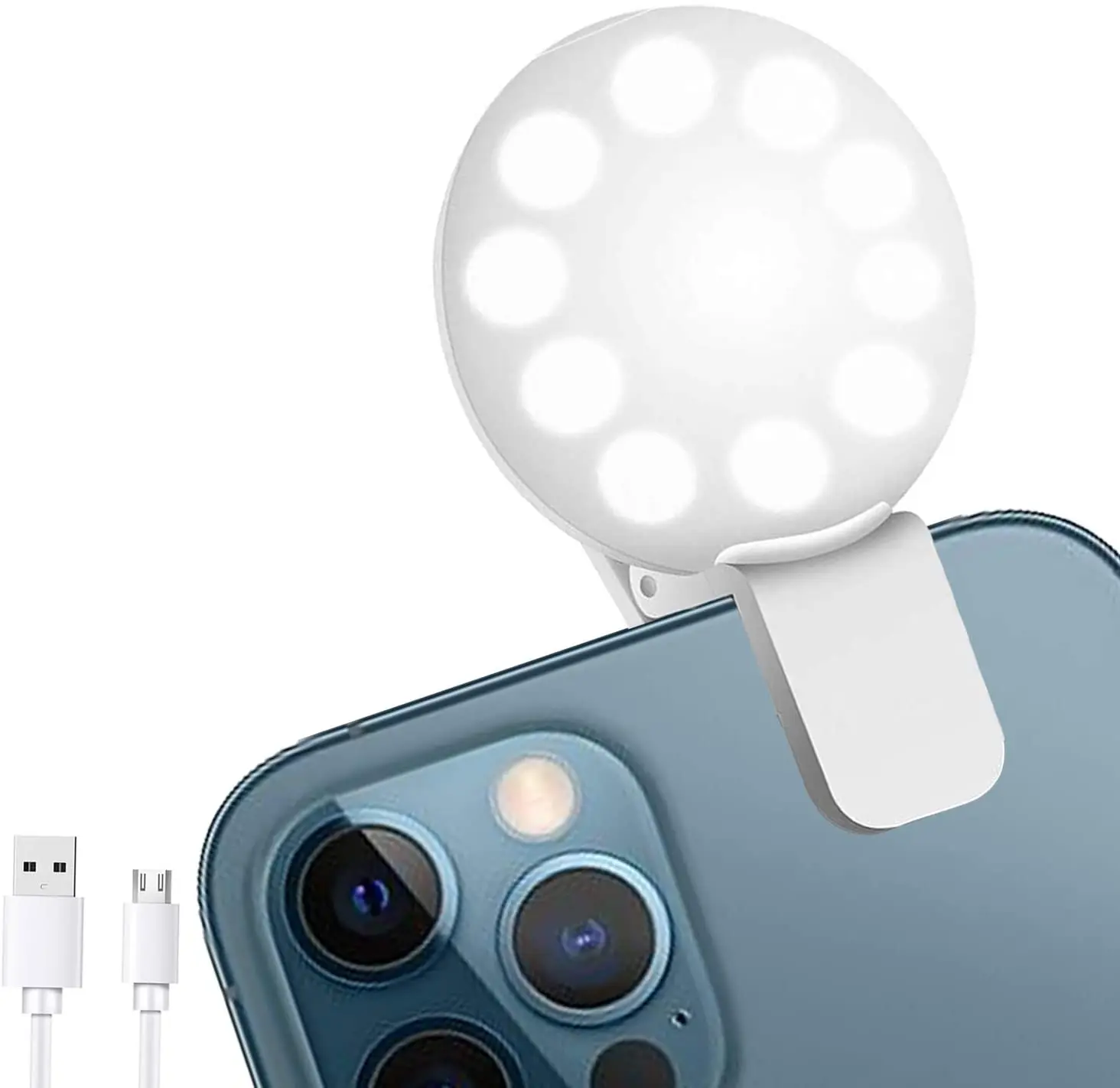 Portable Bright LED Fill Circle Ring Light Small Beauty Selfie Ring Lights Mini 3-Level Adjustable Flash Lamp For Smart Phone