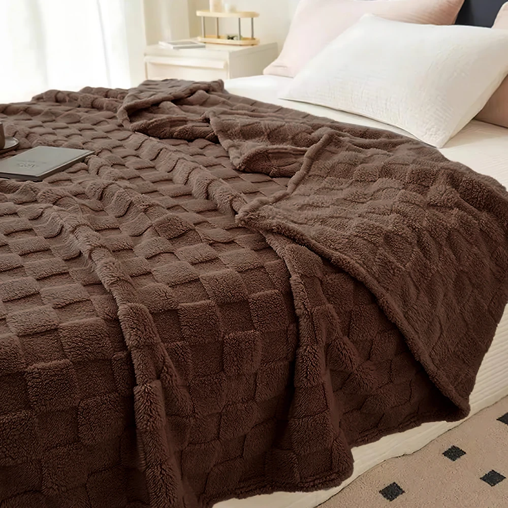 Lightweight Plush Fuzzy Warm Blankets for Camping and Travel,Checkered Baby Blanket Fleece Bed Blanket