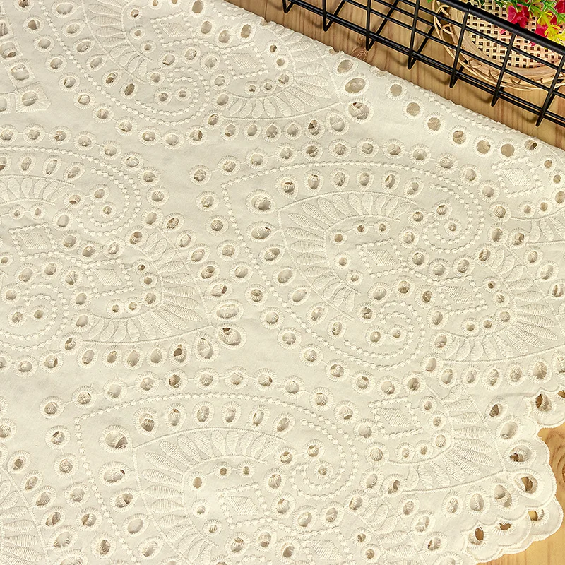 Polyester Cotton Mesh Hollow Cotton Embroidered Lace Fabric For Coat Cloth Curtain Tablecloth