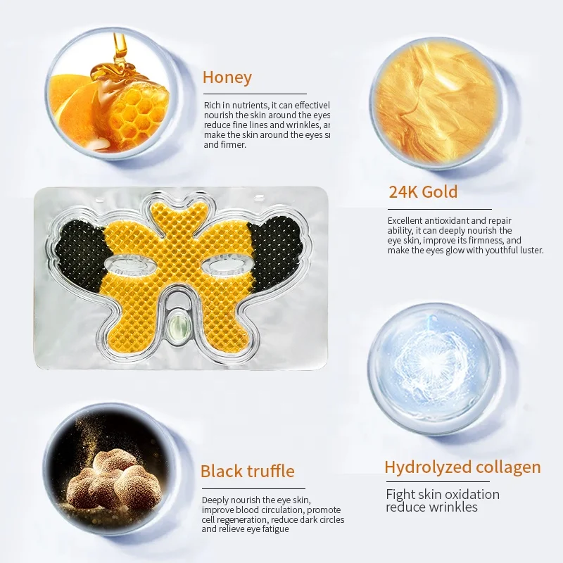 Private Label Treat Puffy Eyes care Anti-aging Rejuvenating 24k gold Eye Mask Gel Dark Circles under Eye patches