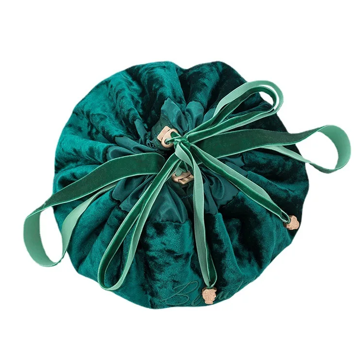 Wholesale Water Proof Lazy Man Travel Cosmetic Makeup Bags  Luxury Velvet Drawstring Make Up Cosmetic Pouch Bags