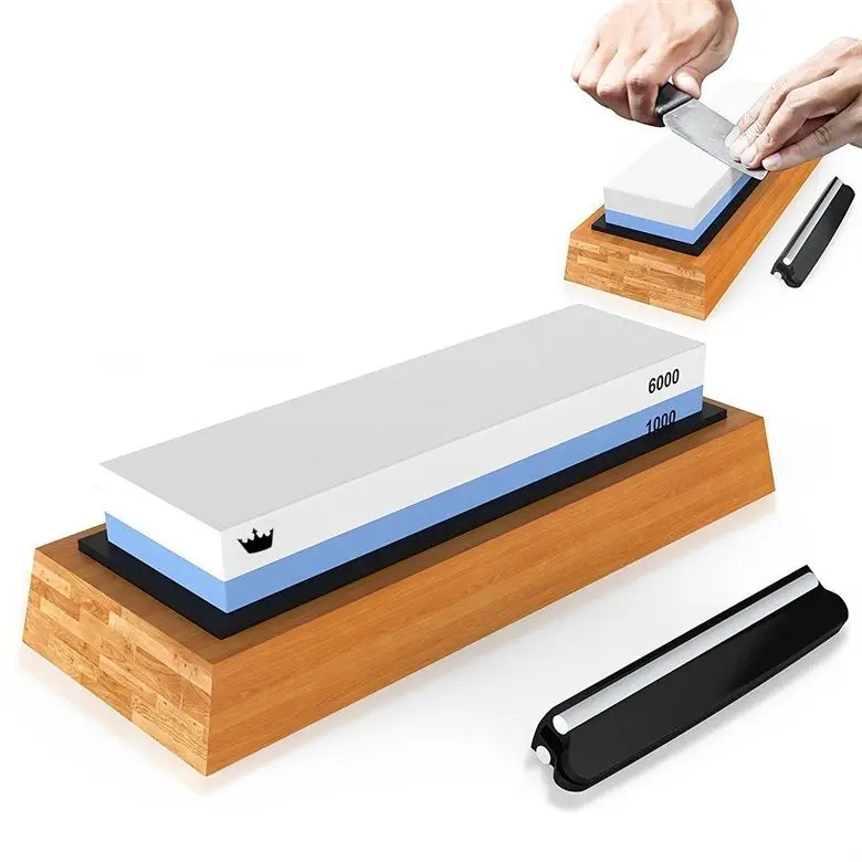 Premium Whetstone 2 Side Grit Waterstone Sharpening Stone With NonSlip Bamboo Base Angle Guide