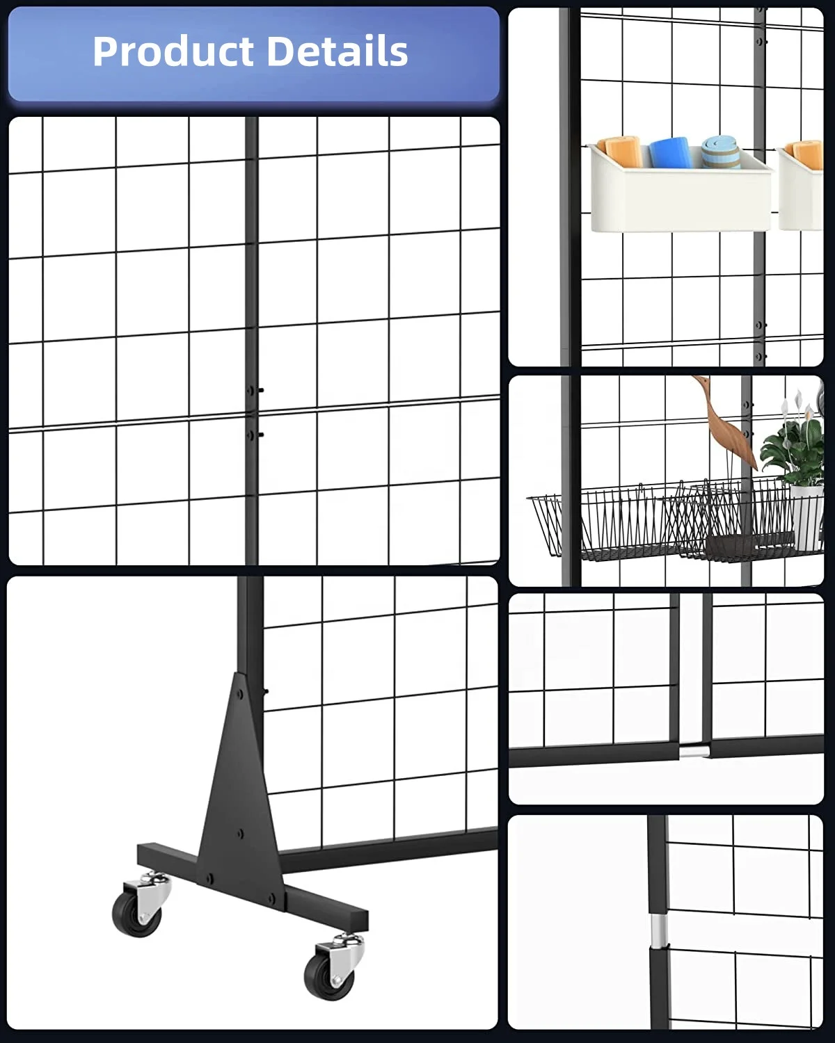 Custom Store Hanging Product Hat Jewelry Tool Phone Case Accessories Detachable Gridwall Panel Metal Mesh Display Rack Stand