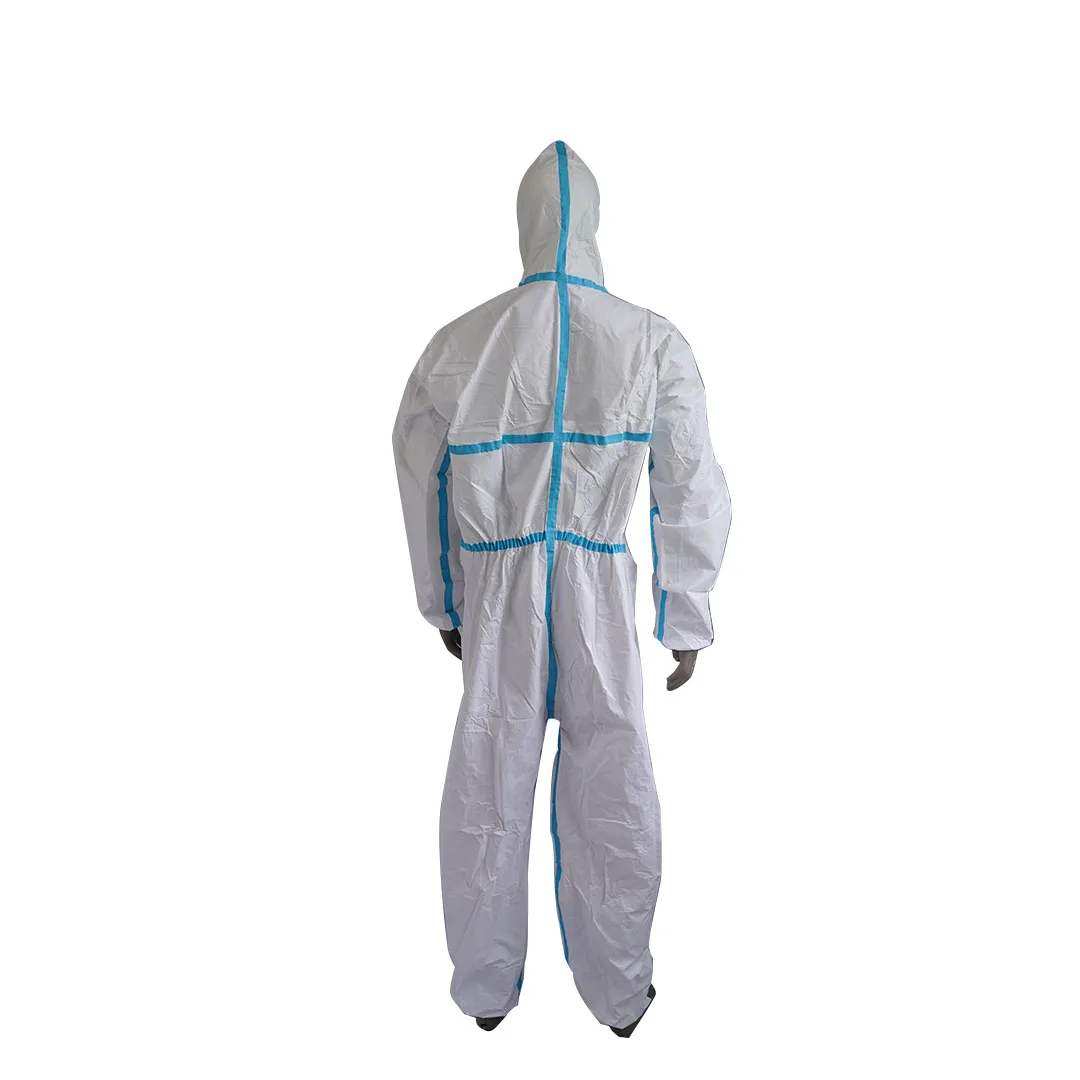 PPE Disposable Coverall Anti-Static Microporous Breathable Coveralls With Hood And Boots