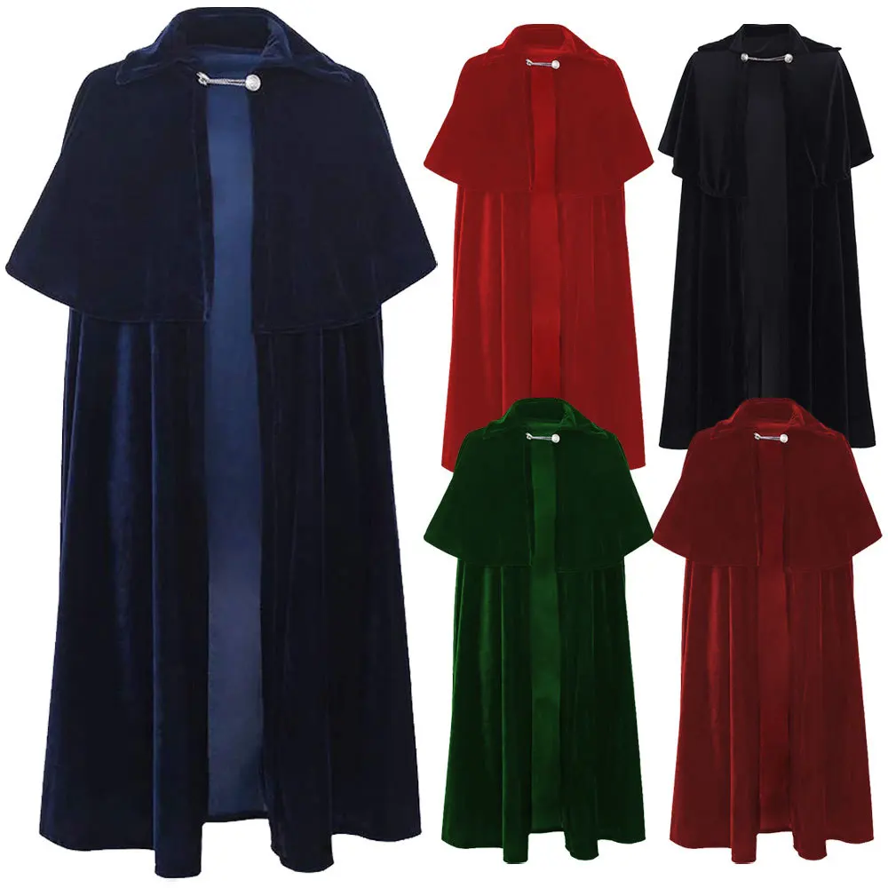 Gothic Cloak Adult Witch Long Purim Carnival Halloween Cloaks Capes Robe Larp Women Men Vampires Grim Reaper Party
