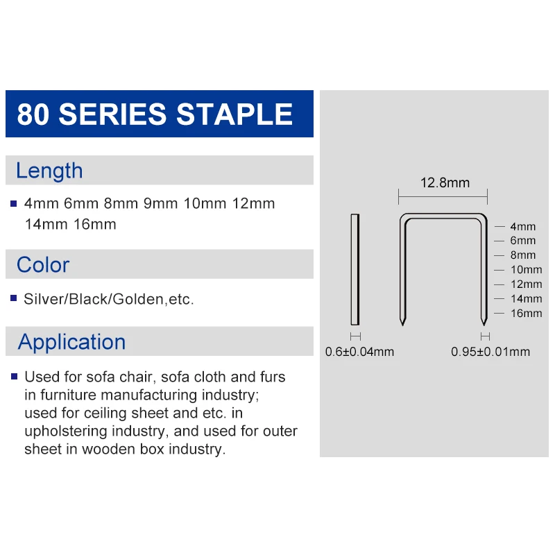 80 Series Staple Pin 8016 Pneumatic Grapas Air Gun Nail For Furniture Leather
