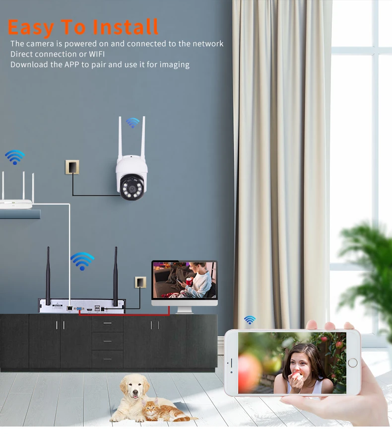 H.265 3MP EseeCloud 8CH NVR наборы наружная Водонепроницаемая WiFi PTZ камера комплект домашняя CCTV