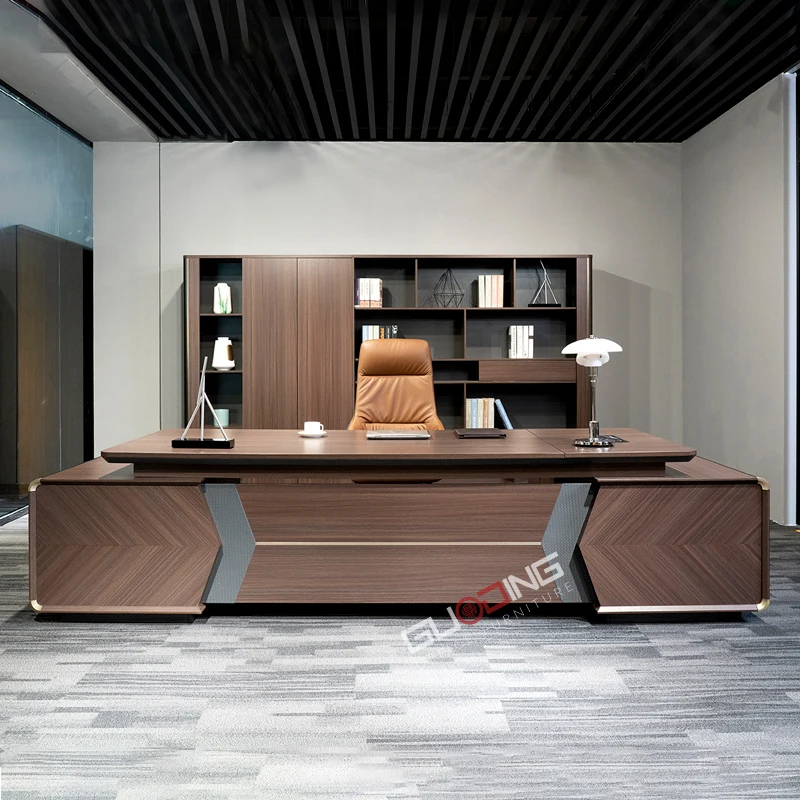MDF office furniture set ceo manager l shape desk office chair and table business wood executive office desks