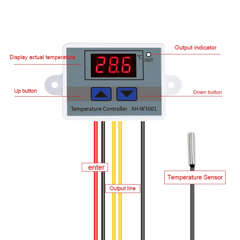 DC12V W3001 цифровой регулятор температуры на светодиодах повышенной 10a переключателем управления термостатом зонд Xh-w3001