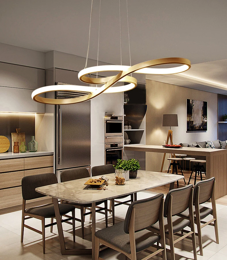 Golden Musical Note Shape Promise Dimming LED Chandelier Lighting for Hotel Cafe Restaurant