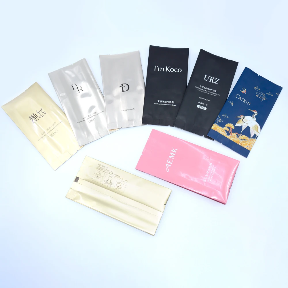 Wholesale Price Aluminum Foil Packaging Bag with Tear Notch Cosmetic Plastic Side Gusset Pouch Bags for Skin Care