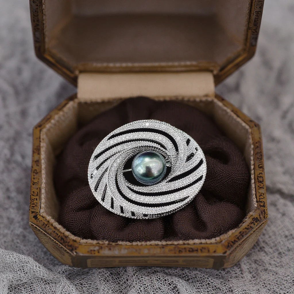wholesale 9-10mm Tahitian black pearl brooch brilliant black color pearl women Jewelry