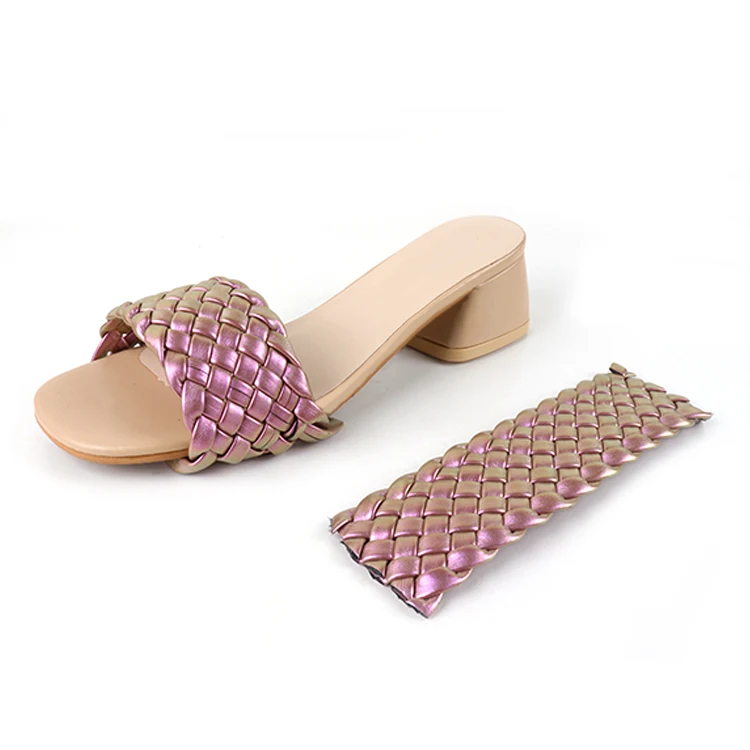 Ladies Women Braided Strap Woven Cloth Material Sandals Slipper Upper Vamp
