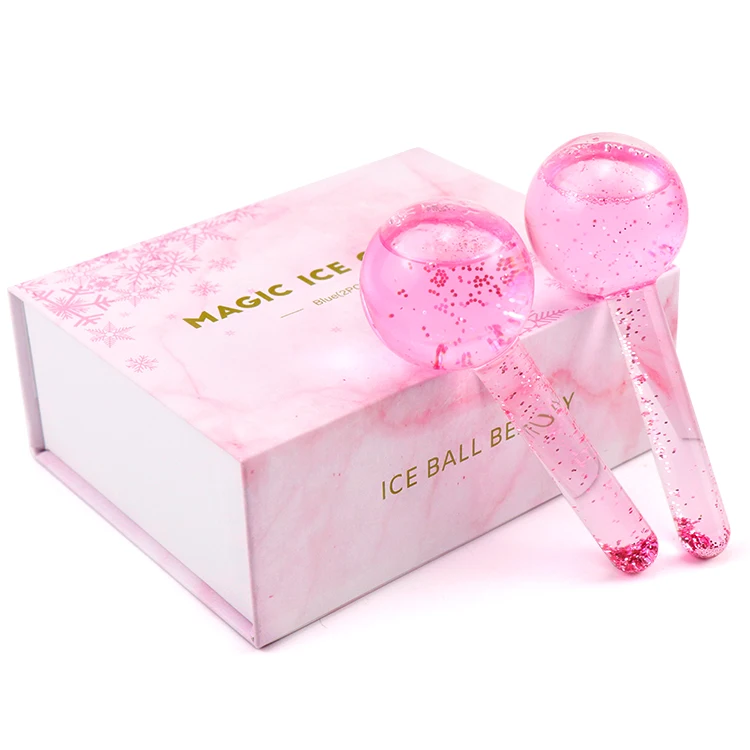 Hot Selling Wholesale Factory Wave Beauty Ball Magic Glitter Cooling Facial Massager Pink Ice Globes For Face