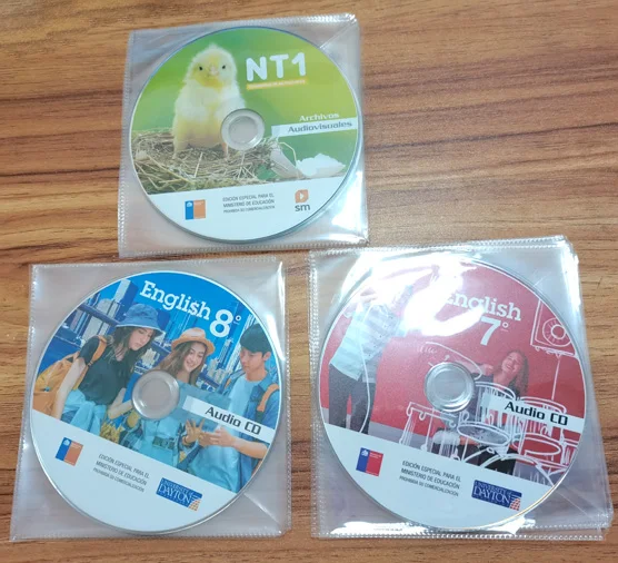 supply your Vinyl CD learn english cd and dvd copy burning pressing printing in clear plastic PP PVC sleeve packaging