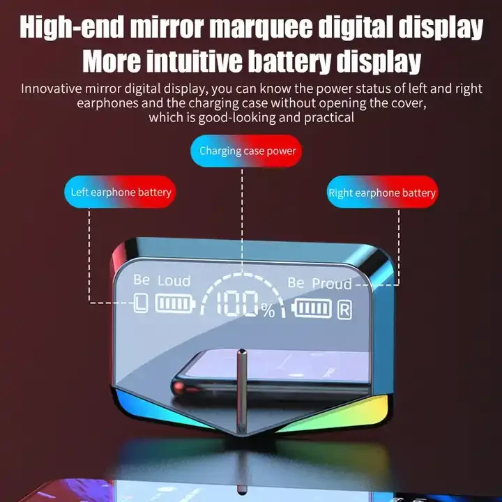 True Wireless TWS New ANC TWS Headphones Earphone Gaming  Earbuds Best M90 In Ear Noise Cancelling Earbuds With LED Display