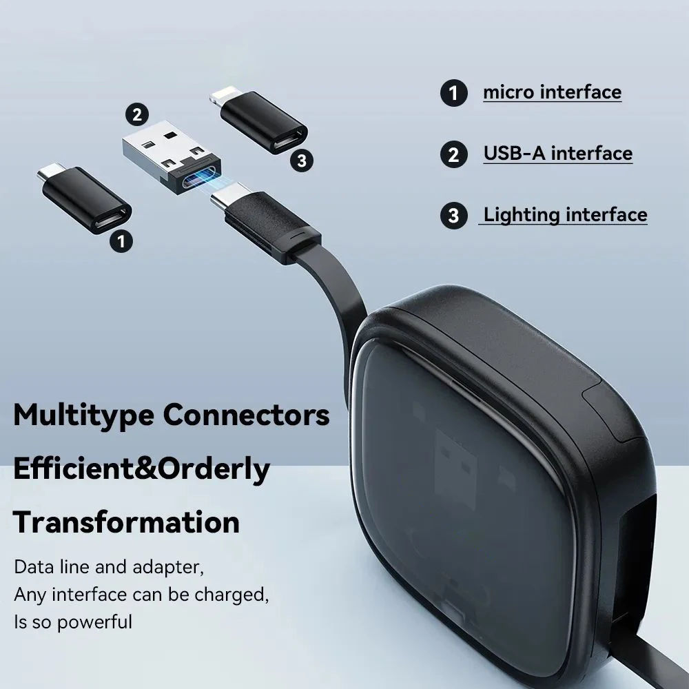 Customized Design 3 in 1 Retractable Charging Cable USB C to USB Adapter OTG Kit with Data Transfer Card Slot Phone Holder