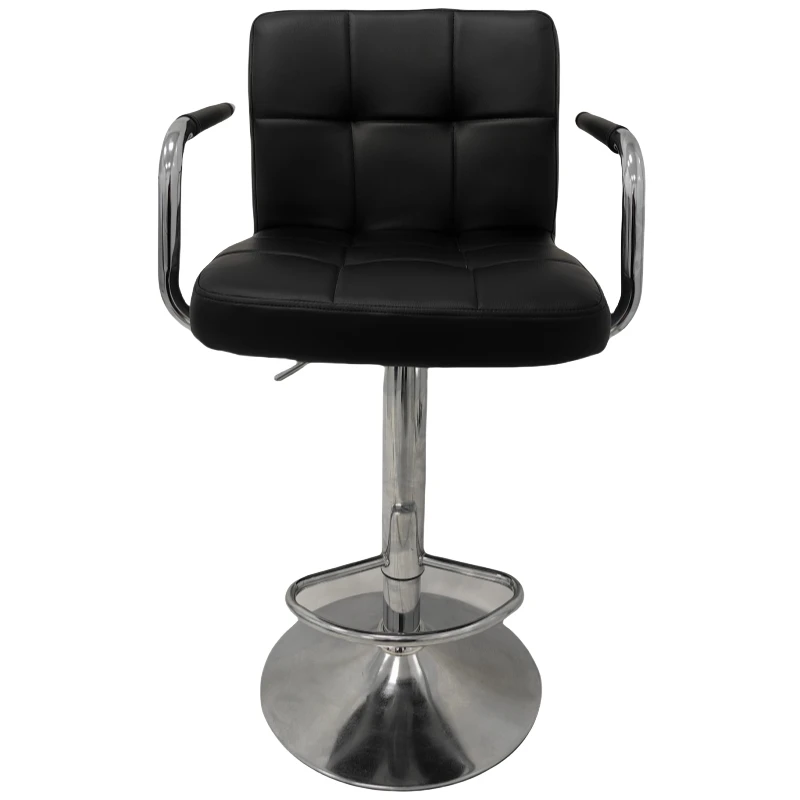 Swivel Chrome Base Pu Leather Counter High Bar Stool Chair With Armrest